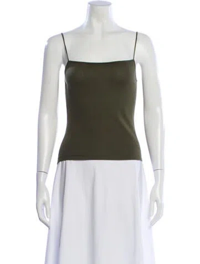 Pre-owned Valentino Wool Square Neckline Top In Green