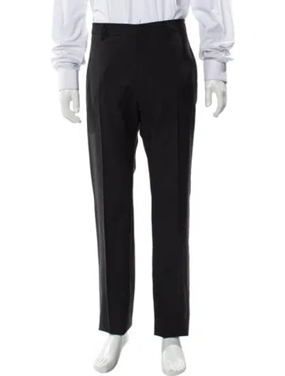 Pre-owned Valentino Wool Straight Leg Pants In Black