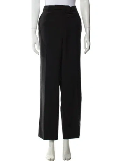 Pre-owned Valentino Wool Straight Leg Pants In Black