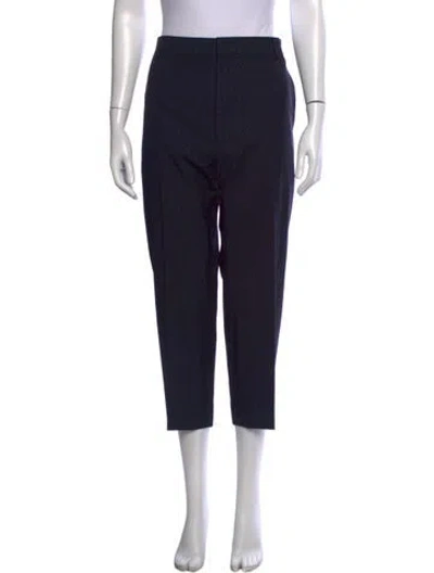 Pre-owned Valentino Wool Straight Leg Pants In Blue