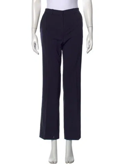 Pre-owned Valentino Wool Straight Leg Pants In Blue