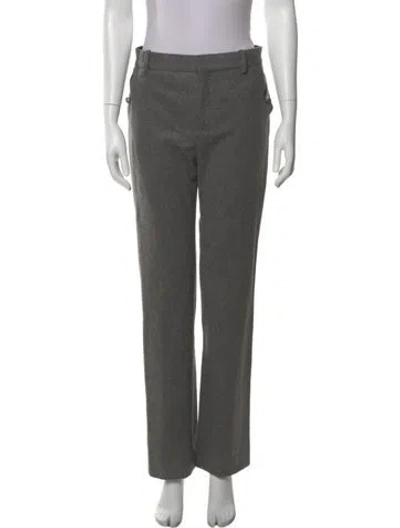 Pre-owned Valentino Wool Straight Leg Pants In Gray
