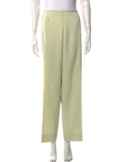 Pre-owned Valentino Wool Straight Leg Pants In Green
