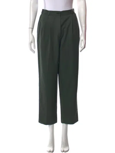 Pre-owned Valentino Wool Straight Leg Pants In Green