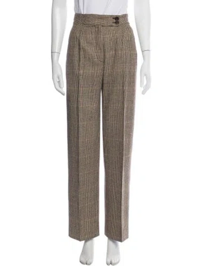 Pre-owned Valentino Wool Straight Leg Pants In Neutrals