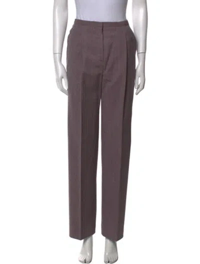 Pre-owned Valentino Wool Straight Leg Pants In Purple