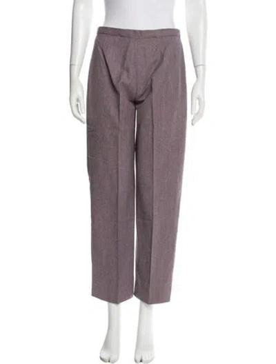 Pre-owned Valentino Wool Straight Leg Pants In Purple