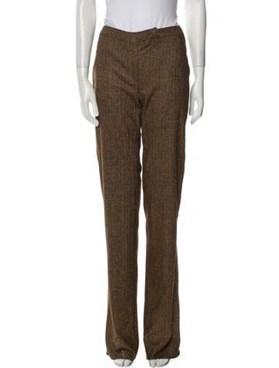 Pre-owned Valentino Wool Straight Leg Pants W/ Tags In Brown