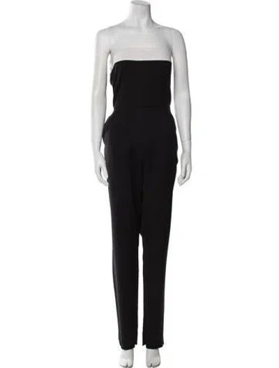 Pre-owned Valentino Wool Strapless Jumpsuit In Black