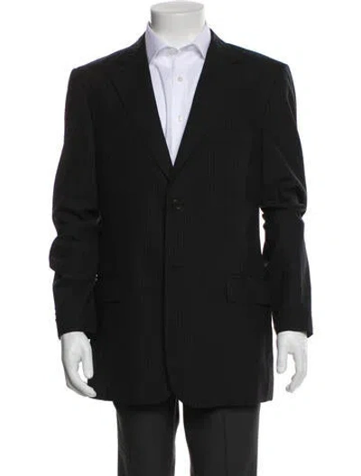 Pre-owned Valentino Wool Striped Blazer In Black