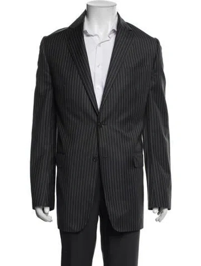 Pre-owned Valentino Wool Striped Blazer In Gray