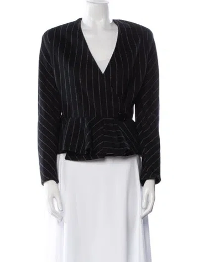 Pre-owned Valentino Wool Striped Evening Jacket In Black