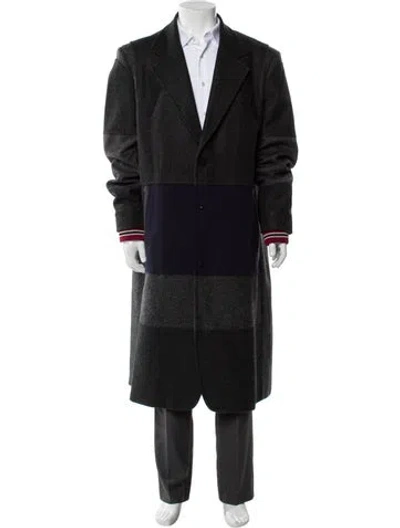 Pre-owned Valentino Wool Striped Overcoat W/ Tags In Gray