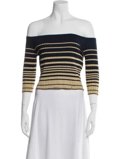Pre-owned Valentino Wool Striped Sweater In Blue