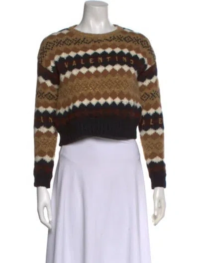 Pre-owned Valentino Wool Striped Sweater In Brown