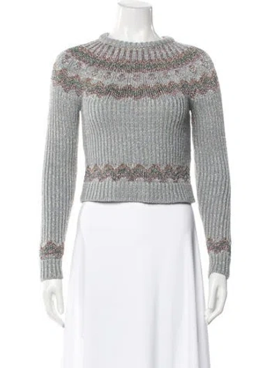 Pre-owned Valentino Wool Striped Sweater In Gray