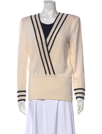 Pre-owned Valentino Wool Striped Sweater In Neutral