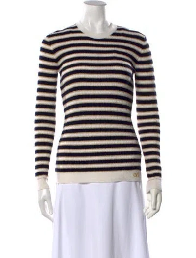 Pre-owned Valentino Wool Striped Sweater W/ Tags In Neutrals