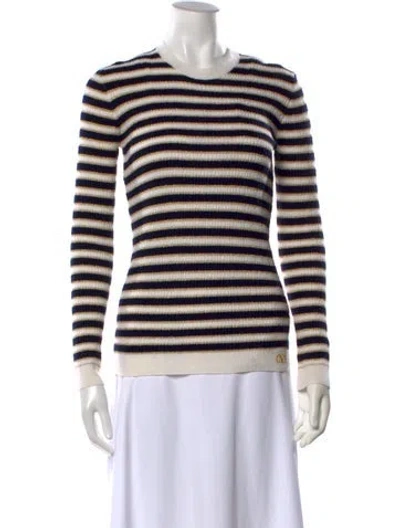 Pre-owned Valentino Wool Striped Sweater W/ Tags In Neutrals