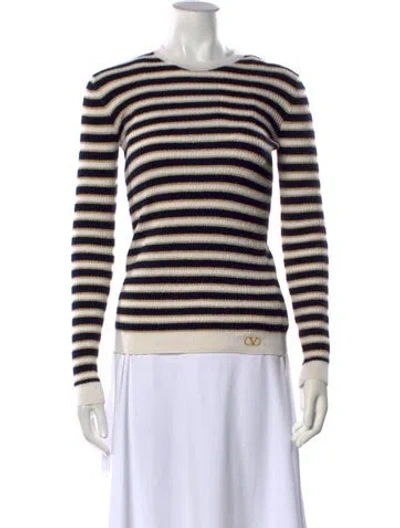 Pre-owned Valentino Wool Striped Sweater W/ Tags In Neutrals