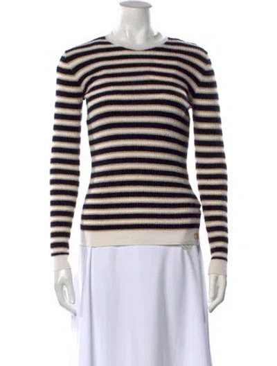 Pre-owned Valentino Wool Striped Sweater W/ Tags In Neutrals