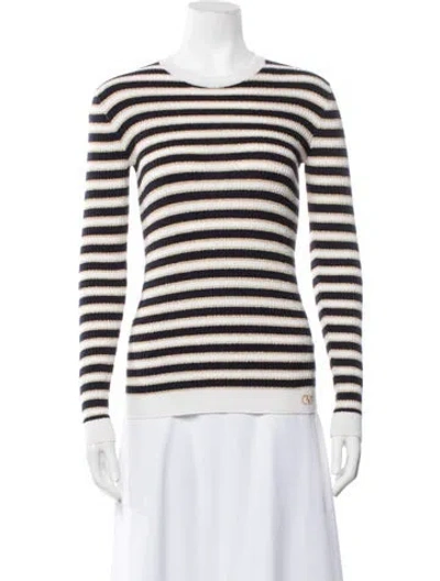 Pre-owned Valentino Wool Striped Sweater W/ Tags In Neutrals