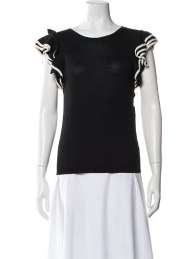 Pre-owned Valentino Wool Striped Top In Black