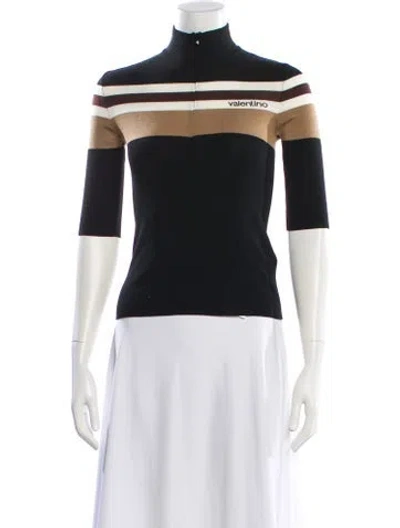 Pre-owned Valentino Wool Striped Top In Black