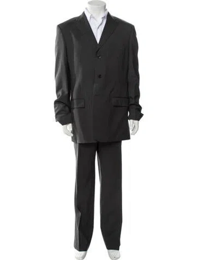 Pre-owned Valentino Wool Striped Two-piece Suit In Gray