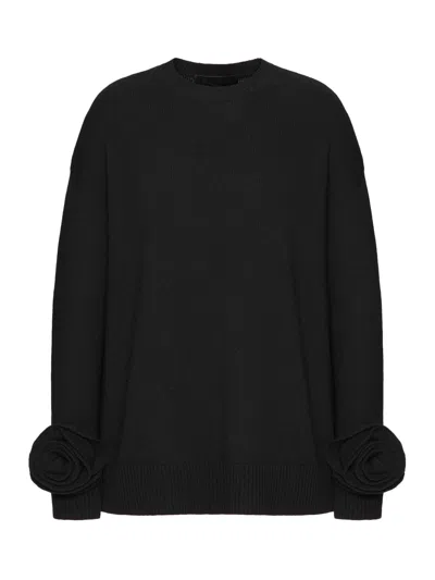 Valentino Embellished Wool Sweater In Black