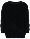 Valentino Off-shoulder Cable Wool Sweater In Black