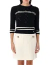 Valentino Striped Wool Sweater In Black Ivory