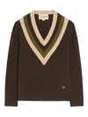 Valentino Women Brown V-neck Sweater In Brown
