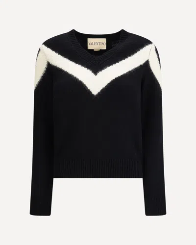 Valentino Wool Sweater With A Bow At The Back In Black
