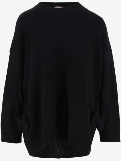 Valentino Wool Sweater With Bow Detail In Black