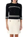 Valentino Wool Sweater With Open Knit Motif In Black