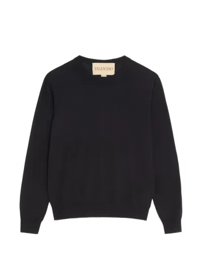 Valentino Wool Polo Shirt With Vlogo Embroidery In Anthracite In Black