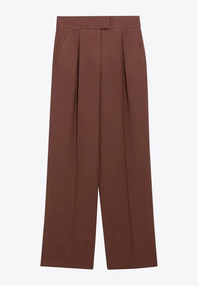 Valentino Wool Tailored Pants In Brown