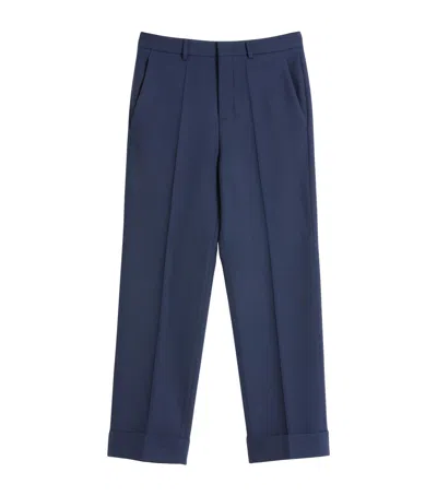 Valentino Pantalon En Gabardine De Laine Avec Revers Homme Indigo 46