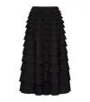 Valentino Tiered Ruffle Wool-blend Midi Skirt In Black