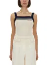 Valentino Sleeveless Knitted Top Striped Detail In White