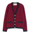 Valentino Garavani Patterned-intarsia Wool Cardigan In Red