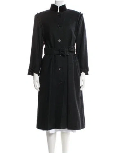 Pre-owned Valentino Wool Trench Coat In Black