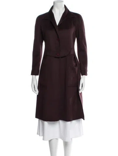 Pre-owned Valentino Wool Trench Coat In Burgundy
