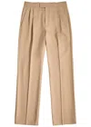 Valentino Wool Gabardine Trousers With Turn-ups In Camel