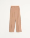 Valentino Wide-leg Trousers With Cuffed Hem And Pleats In Camel