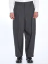 Valentino Wide-leg Wool Pant With Front Pleats In Gray