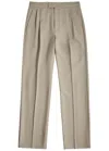 Valentino Wide-leg Pleated Wool-gabardine Trousers In Grey