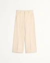 Valentino Wool Gabardine Trousers With Turn-ups In Ivory