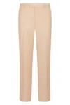 Valentino Tailored Trousers With Belt Loops And Cuffed Hem In Neutral